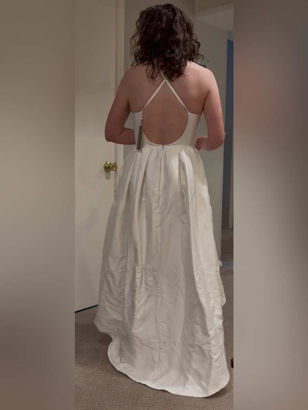 White V-Neck High-Low Dress - Picture 3 of 9